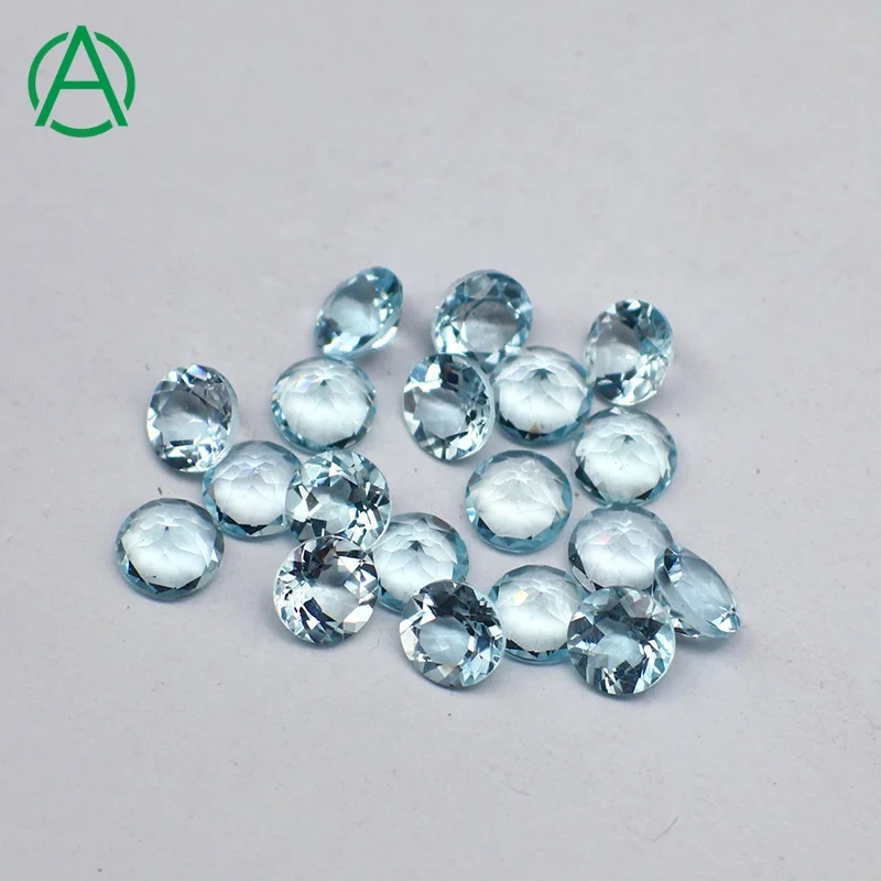 

ArthurGem Wholesale High Clarity Aquamarine Round Cut Loose Gemstone Natural Aquamarine Brilliant Cut for Jewelry Making