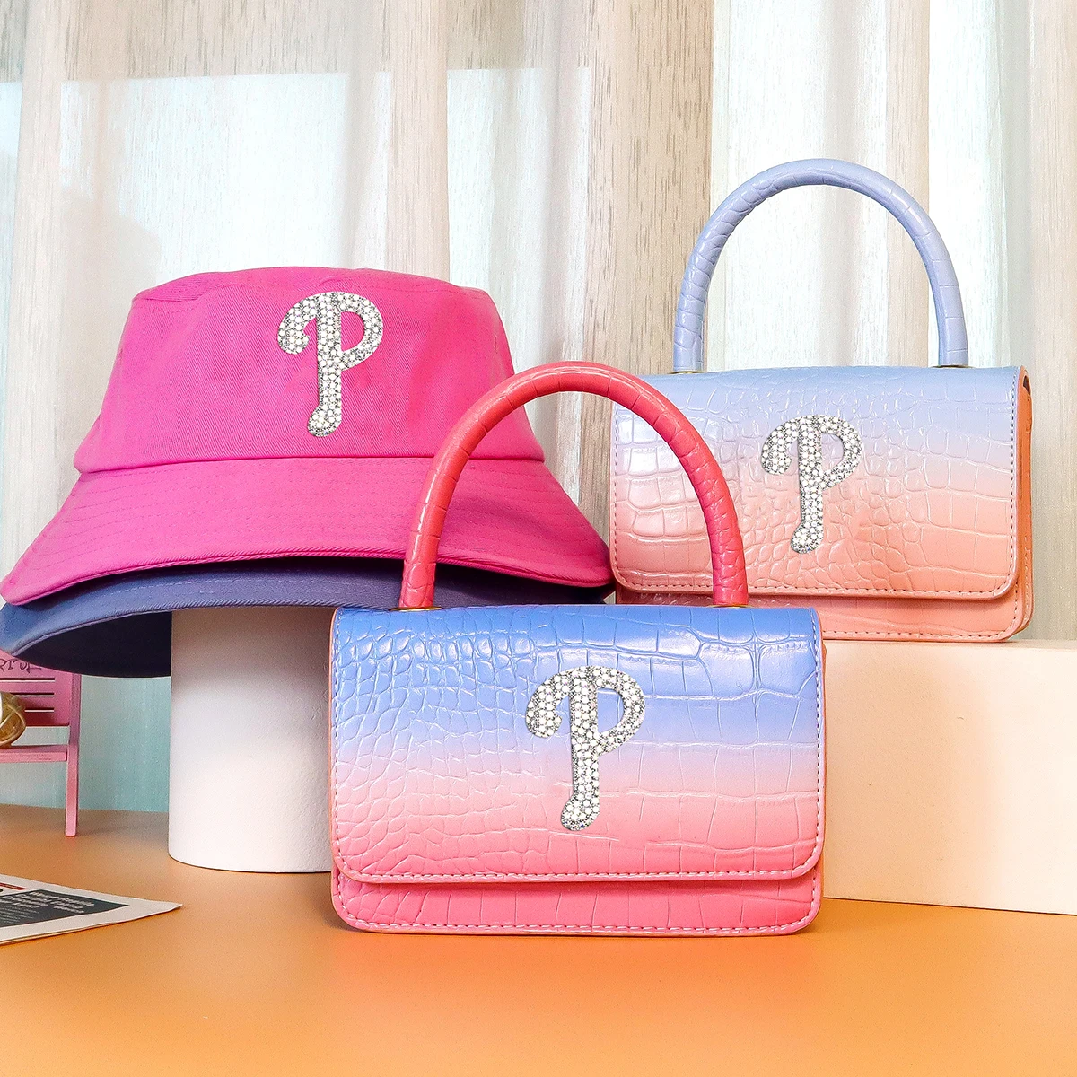 

2021 YL-2650 Matching purse set plain bucket hats sets handbags for women PU leather tote bag, 8 colors