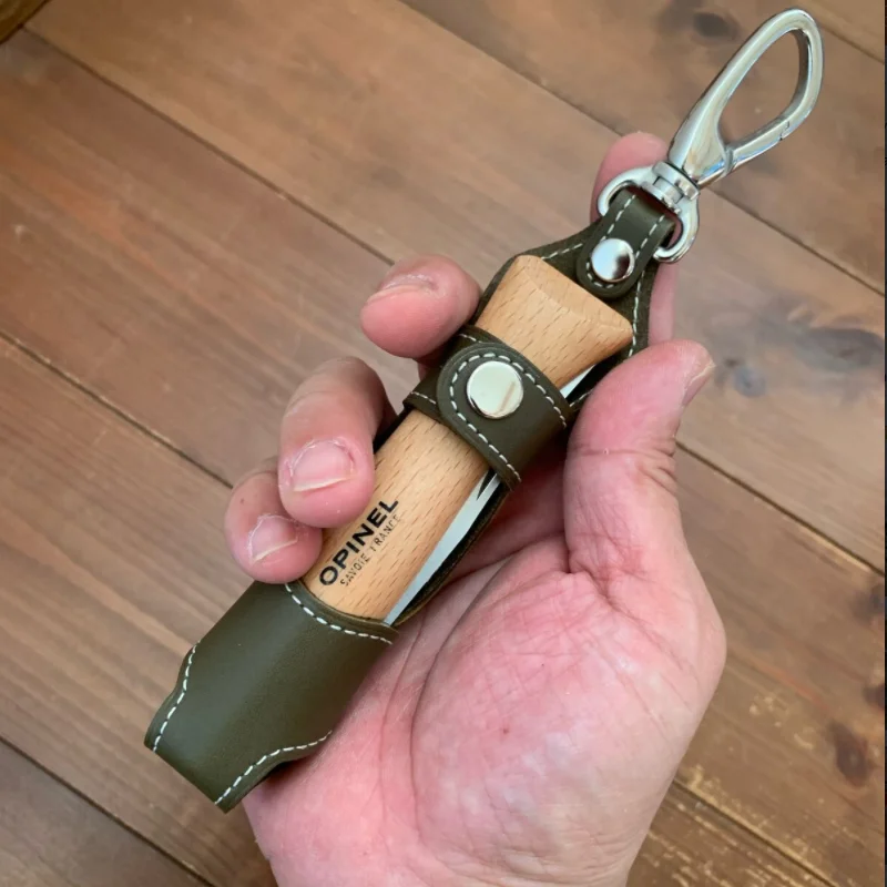 

Opinel Knife Case PU Leather Picnic Knives Cover Portable Custom Knife Organizer with Hanging Buckle, Brown,black,red,green & custom