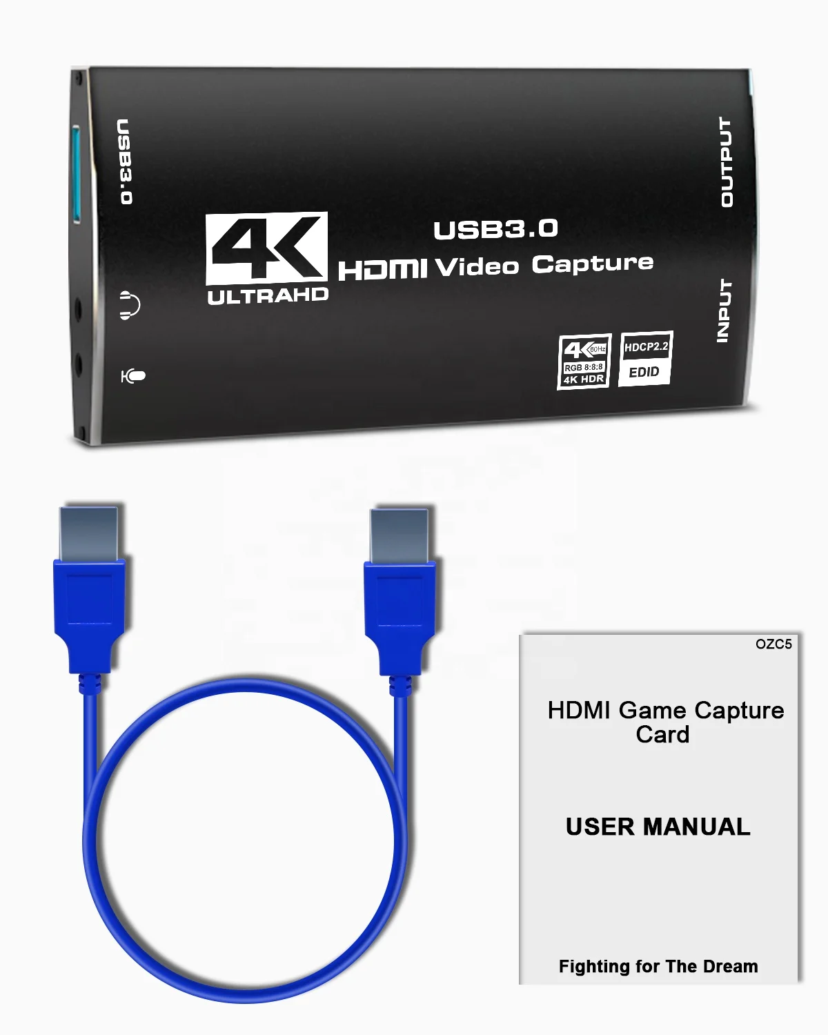 
4k@60Hz HDMI Input to 4K 60Hz HDMI Output,4K 60FPS to USB 3.0 4K 30FPS Video Game Capture Device Card for Live Streaming Gaming 