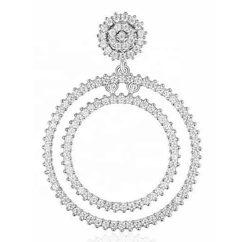 2020 New Fashion 925 Silver Classic Zircon Double Round Hoop Earrings For Women