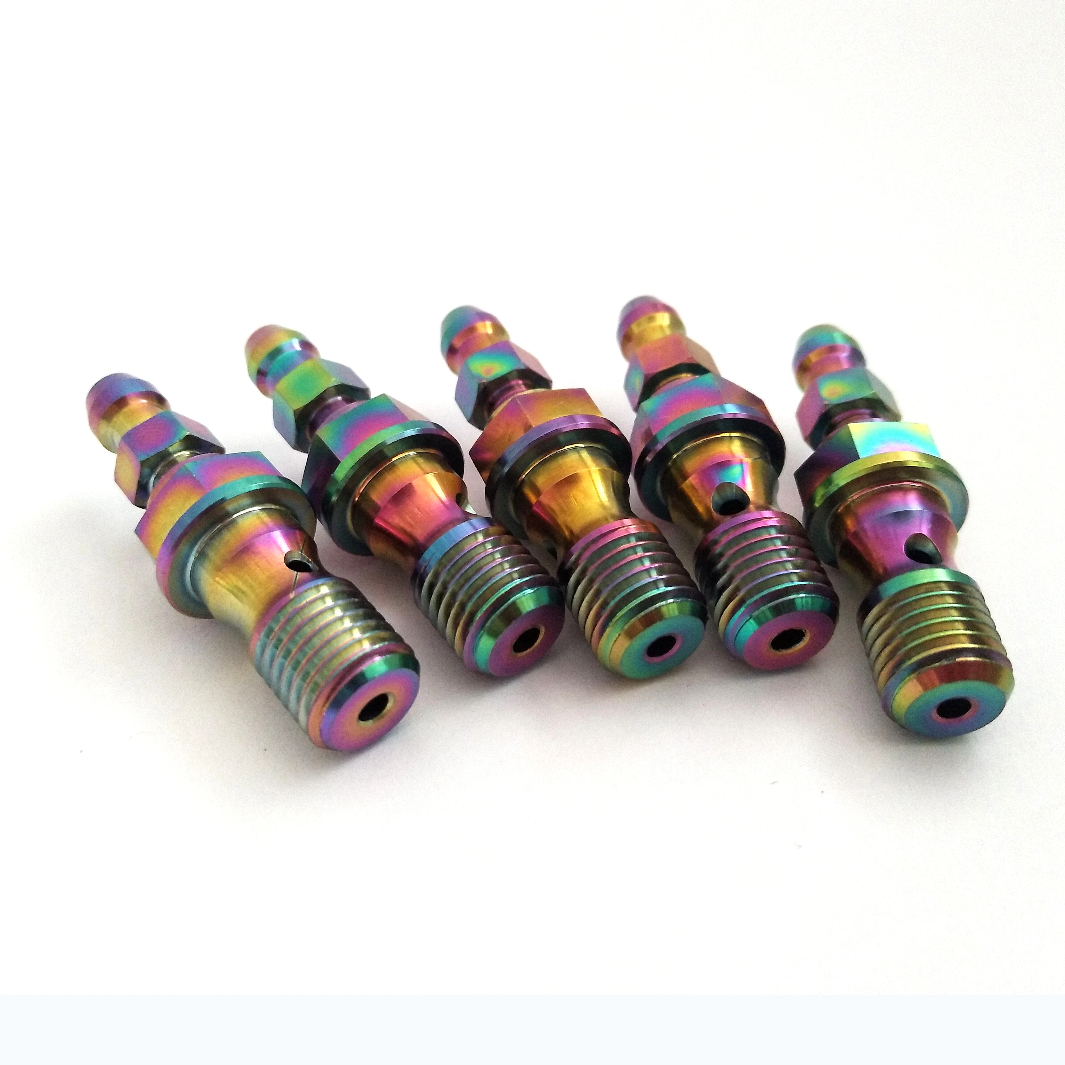 

M10x1.0 pitch Single hole exhaust TC4 titanium alloy screw For Motorcycle tubing oil drain caliper, Colorful