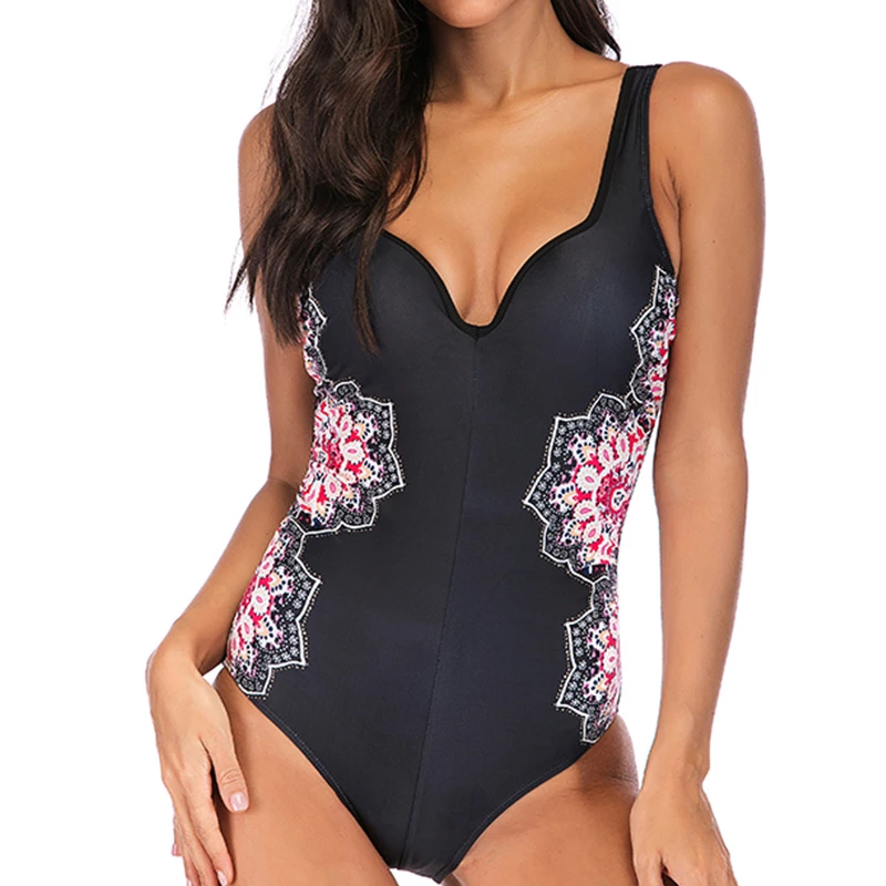 

One Piece Swimsuit V Neck Backless Womens Bathing Suit Tummy Control Swimwear Slimming suit Plus Size Bathing Suit XL XXL