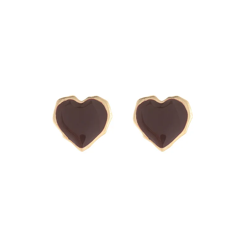 

Korean girl temperament earrings stone simple drip romantic heart earrings, As pic