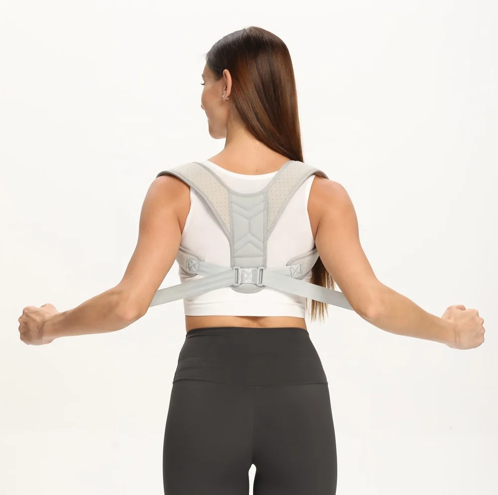 

2020 New Improved Back Posture Corrector Support Adjustable Trainer Back Clavicle Brace, Black/grey