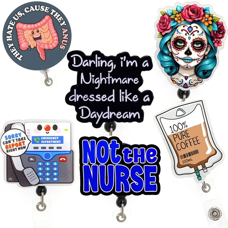 

Mix Style Custom Acrylic Plastic Retractable Badge Holder Office Supply Medical Nurse Accessories Holder