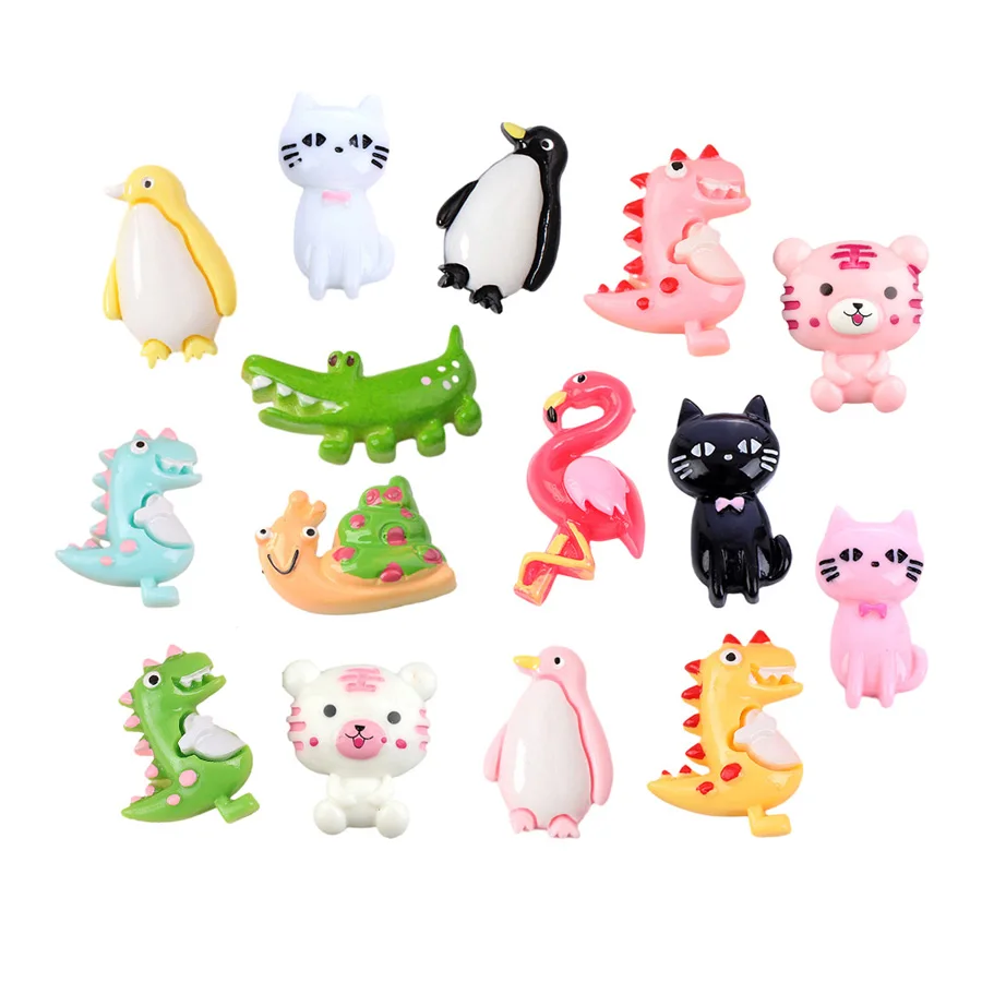 

lovely dinosaur tiger penguin crocodile flamingo cat flat back miniature animal resin cabochon