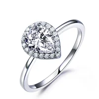 

Fashion elegant pear shape diamond ring 925 silver zircon wedding rings jewelry love ring