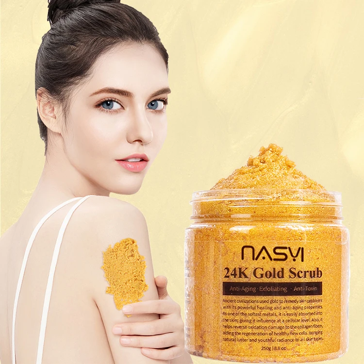 

Private Label Natural Whitening Anti Aging Treehut Scrub Exfoliant Sugar Organic Face Hand 24K Gold Exfoliating Body Scrub
