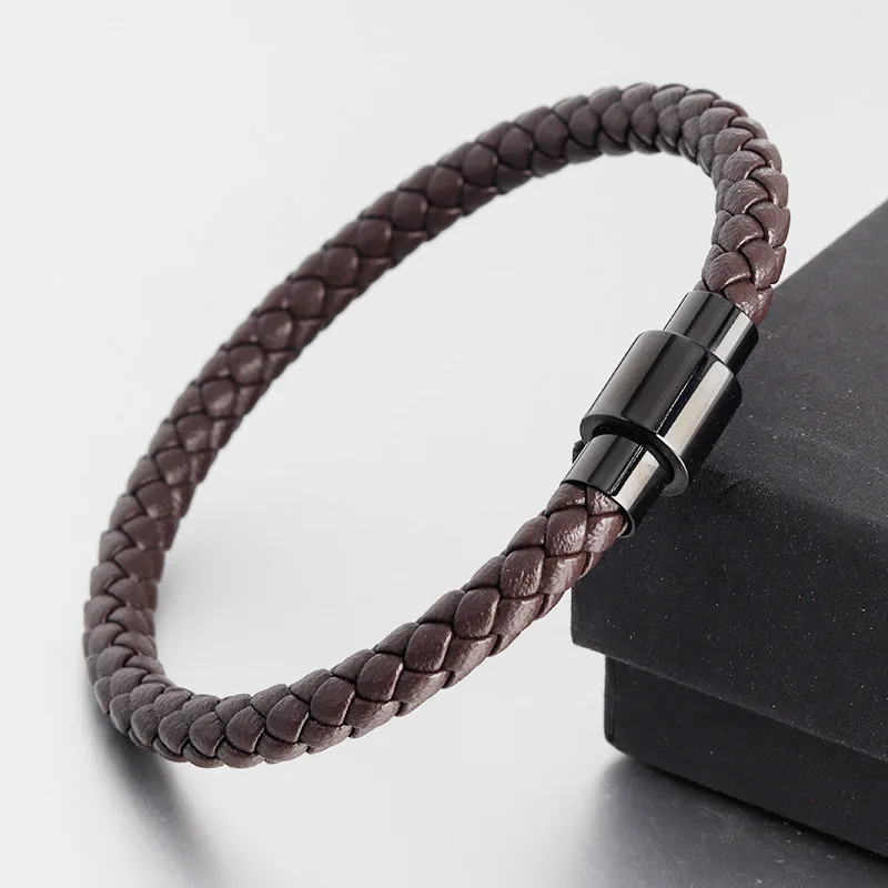 

Wholesale Simple Brown Real Leather Wrap Bracelet For Men