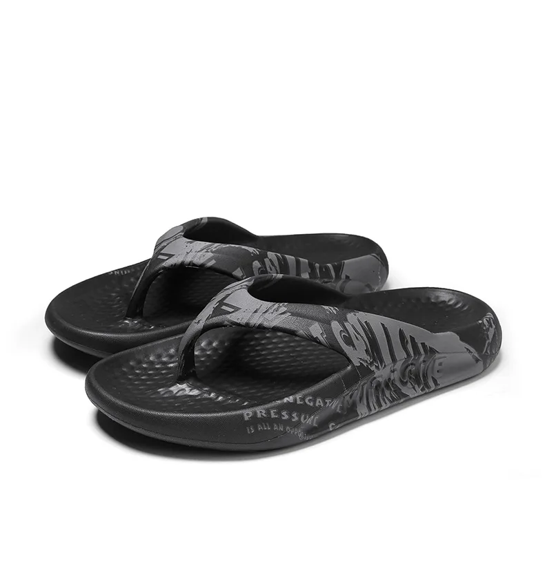 

Anti-slip Thick soled beach slippers waterproof Flip flops new design Men slippers, Black