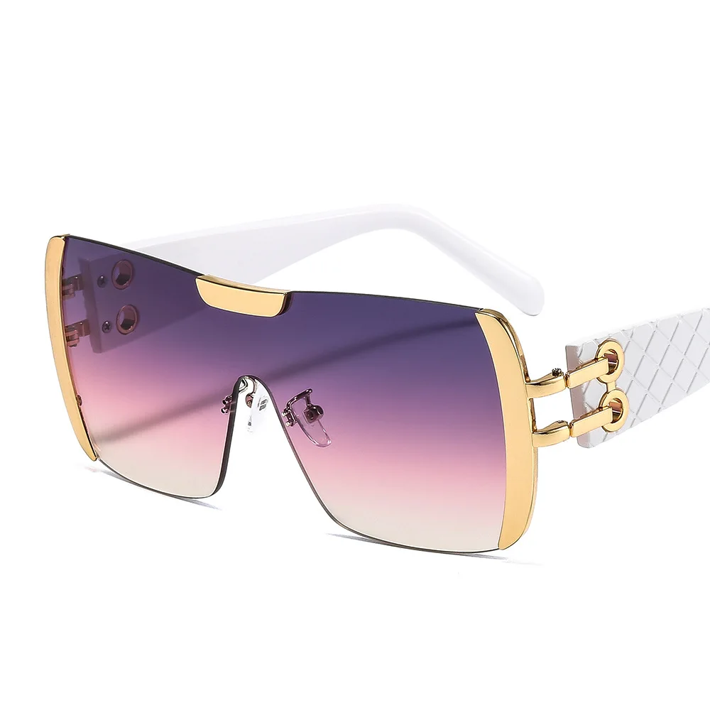 

YDING 2021 New Fashion Vintage Oversized Sun Glasses One Piece Shield Sunglasses Women Men Uv400 Punk Eyewear, As sku