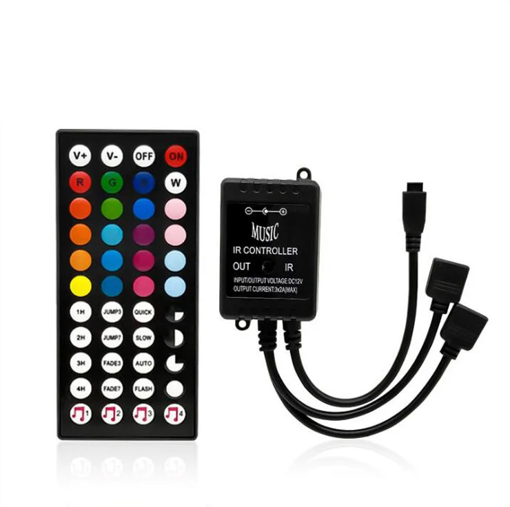 

12V 6A RGB Remote Control 44 key Infrared Music Controller for LED Strip Lights