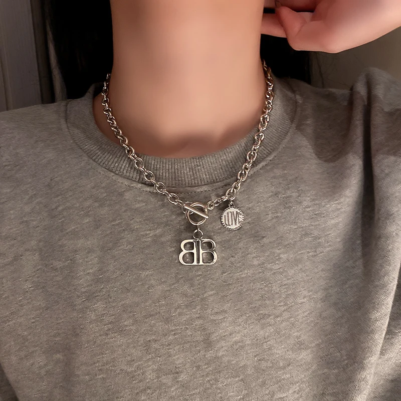 

fashion trendy chains pendant b necklace women