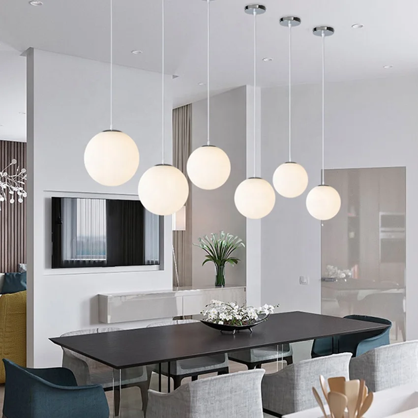 Modern Design Opal White Globe Glass Ball Pendant Lamp for Indoor Decoration