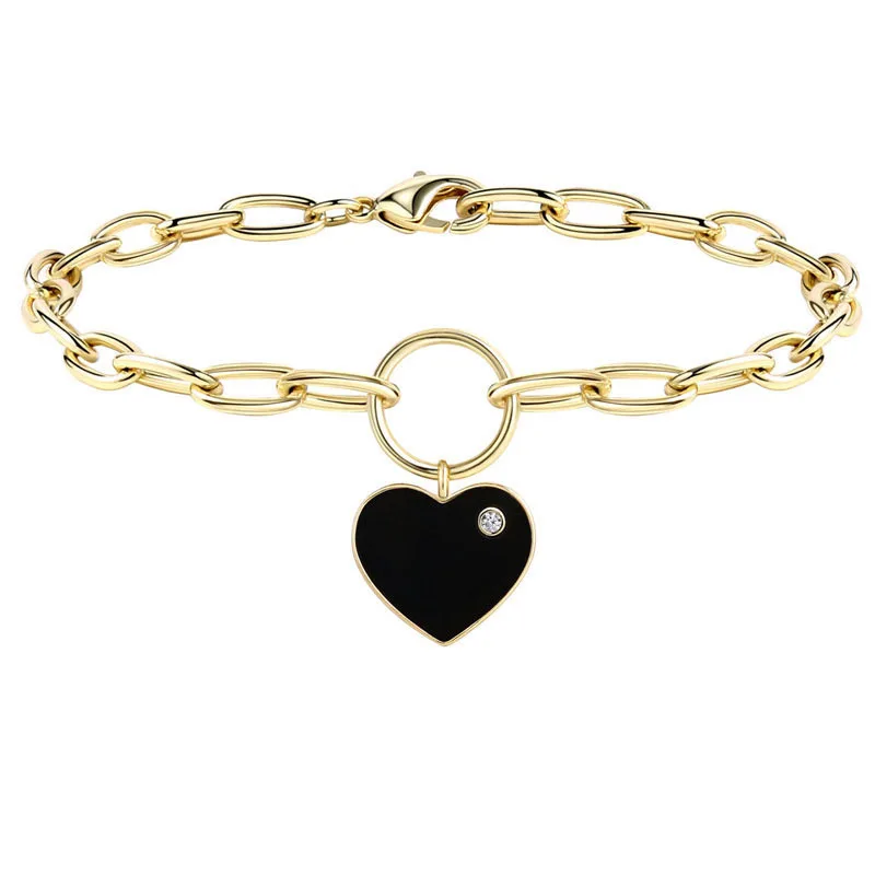 

Hot selling beautiful copper heart shaped bracelet heart luxury bracelet charm bracelet, Gold