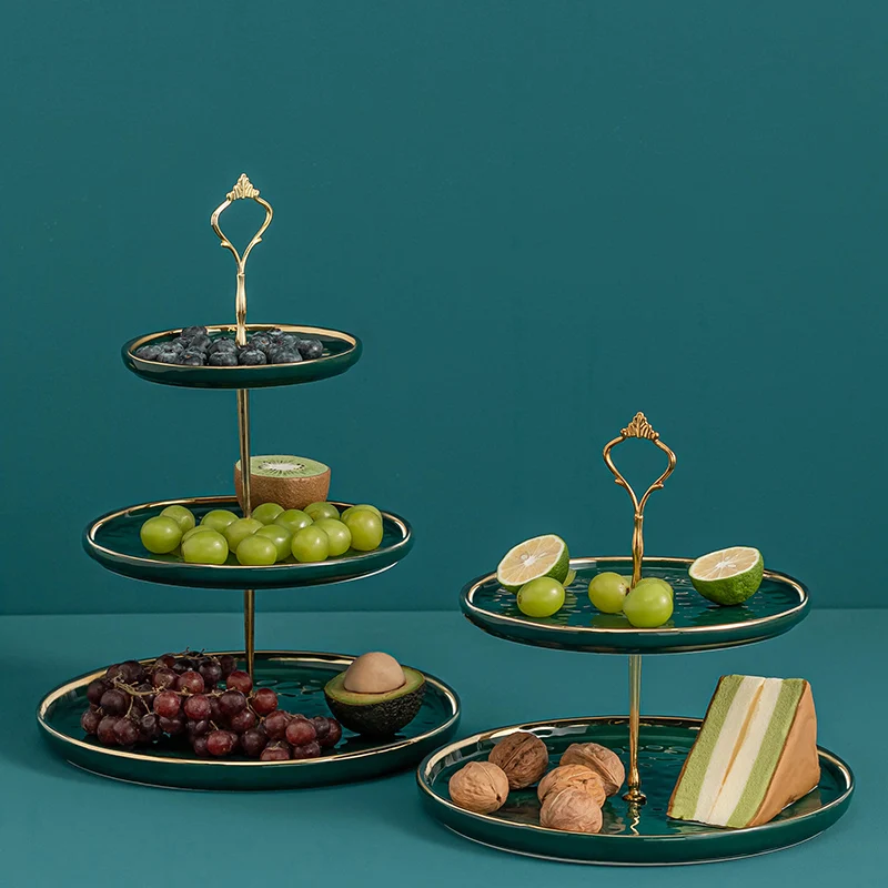 

OSBORN 3 tiers ceramic cake stand for food fruit dessert cake tray plate, Picture