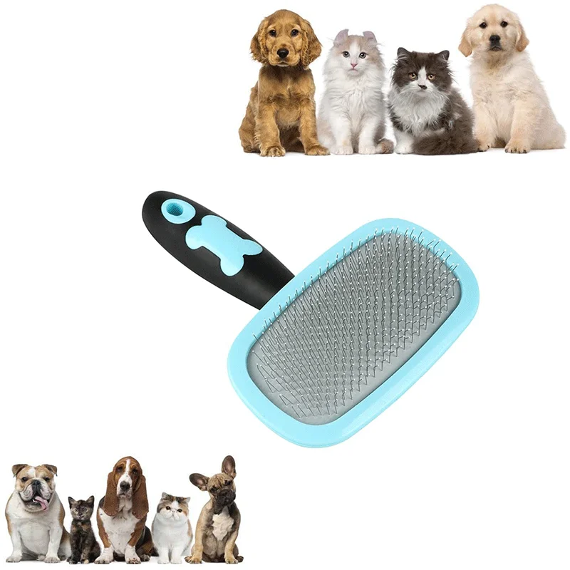 

Pet Grooming Tool Painless Pet Deshedding Cleaning Cat Hair Remover Pin Slicker Massage Brush Comb Dog Cat Slicker Brush, Multicolor