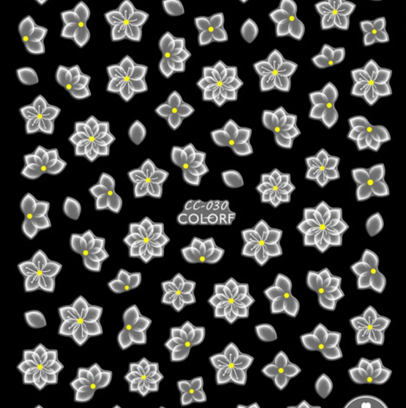 

CC010-CC036 3D Adhesive Nail Sticker High Quality White Transparent Nail Art Sticker Nail Art Decal Jewelry