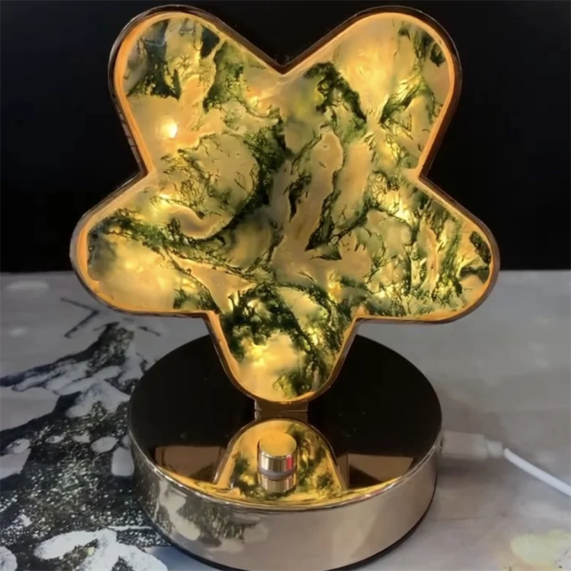 

Hot Sale Natural Crystal DIY Lamp Moss Agate Rose Quartz Rainbow Fluorite Lamp For Ornament