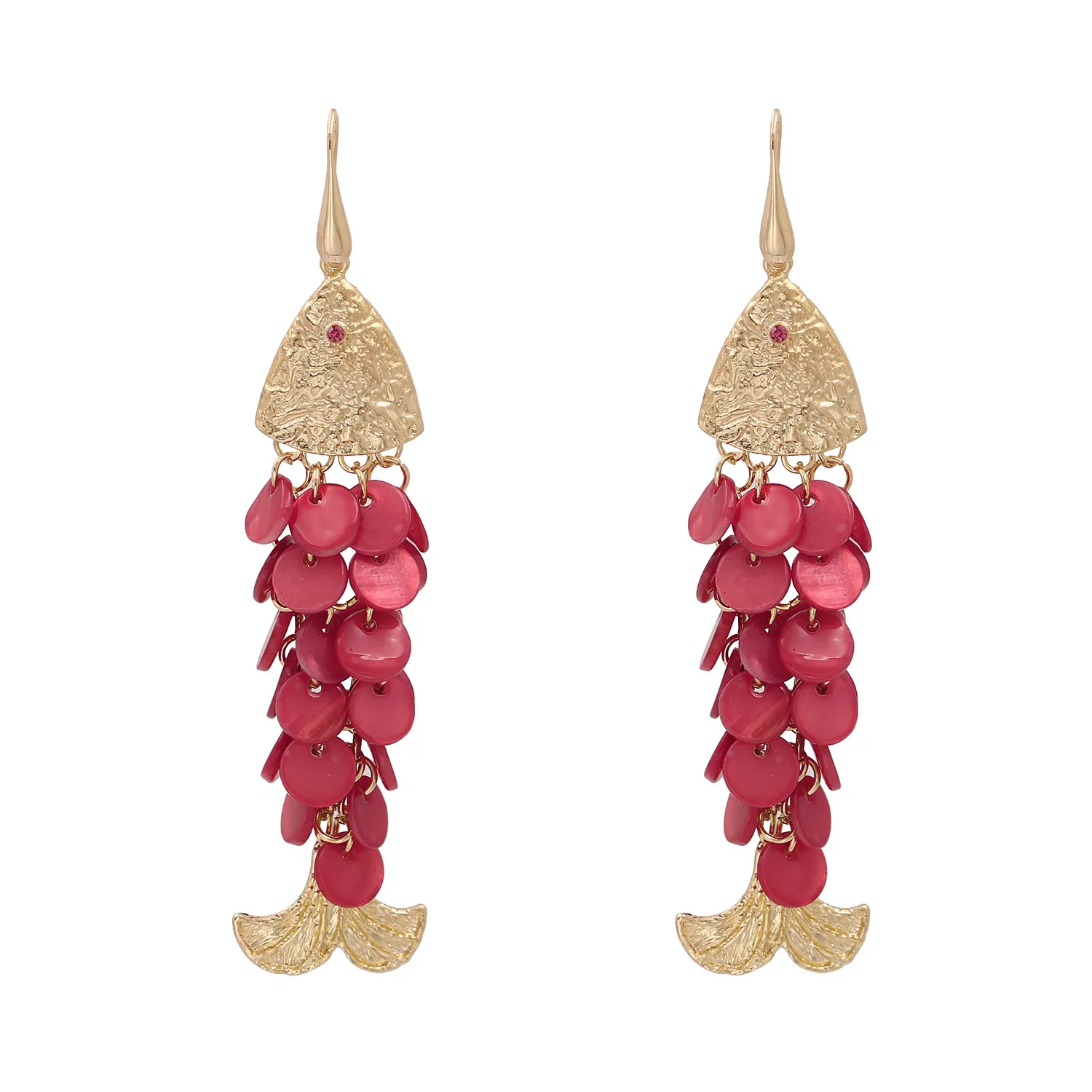 

Newest Creative Sequins Fish Scale Drop Earrings Colorful Disc Fish Shaped Dangle Earrings, Picture shows/custom color