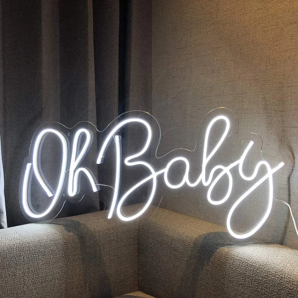 

Dropshipping Freeshipping Light Weight Letters Decoration Acrylic Neon Light Oh Baby Neon Sign For Baby Shower, Customizable