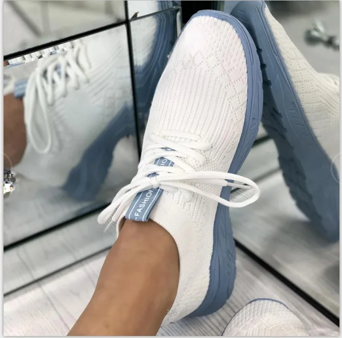 

Autumn 2020 Sneakers Platform Lace Up Casual Shoes Woman Flat Thick Bottom Fashion breathable mesh Sneakers, White, black, pink, blue, yellow, orange