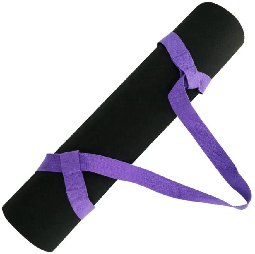 

Cotton Yoga Mat Strap Non-Slip Adjustable Yoga Mat Elastic Belt Holder Strap Shoulder Carrier Fitness Supplies, Grey and white