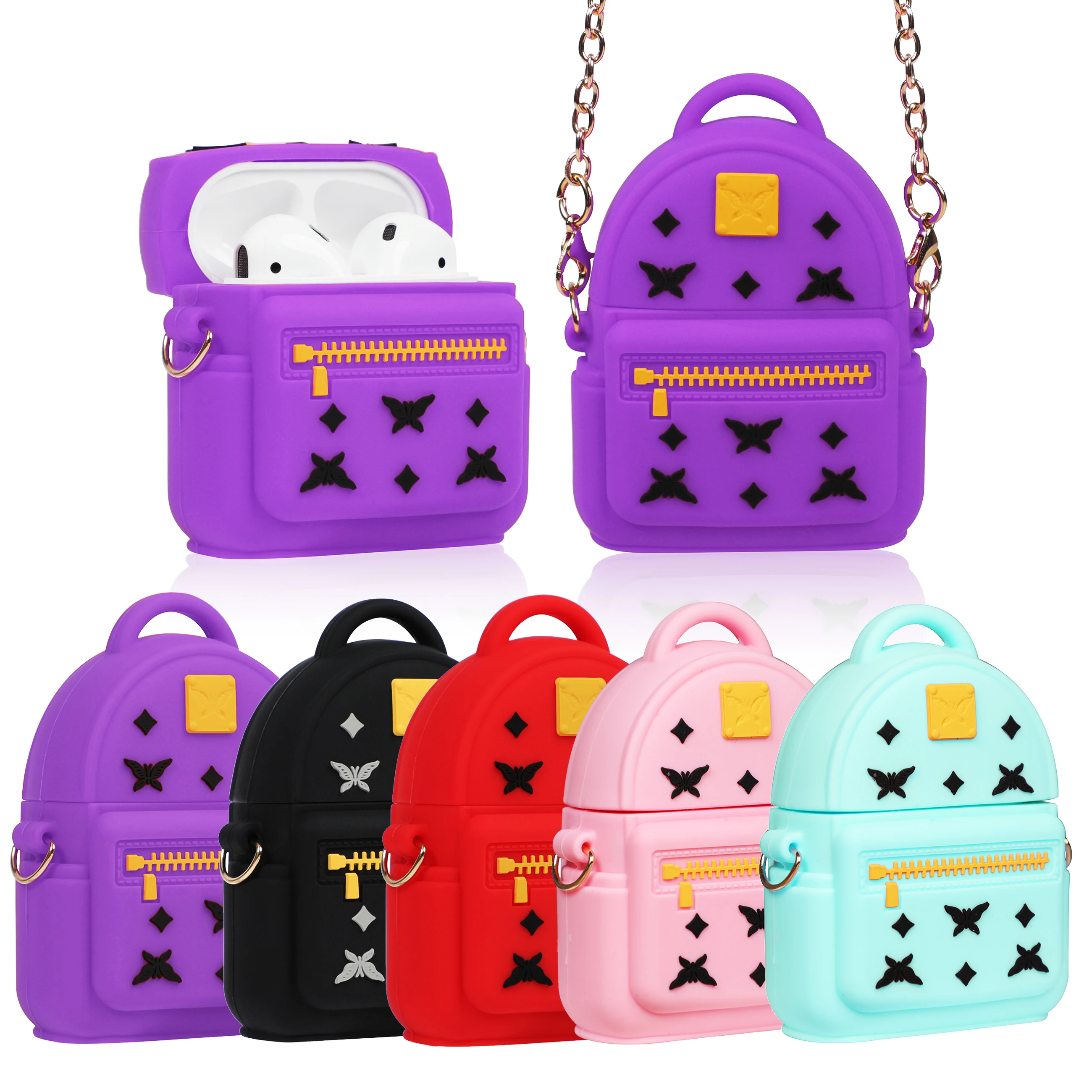 

Fashion Design Bag Silicone for Airpods Case Wireless Earphone Headset Cute for Airpod 2 Gen for Airpods Case Keychain, Multiple colors