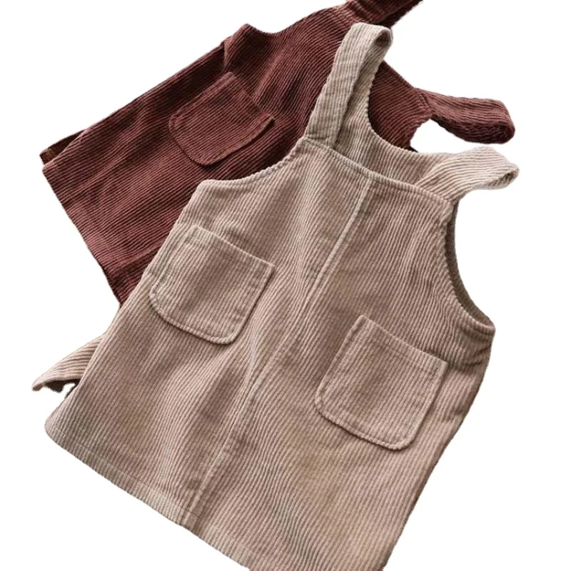 

Baby Summer Clothing 2-6 Years Kids Baby Girl Sleeveless Dress Strap Corduroy Suspenders Solid Overall Clothes P483