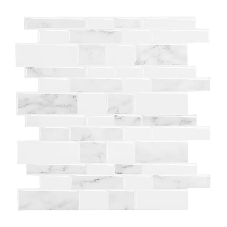 

White color stripe Home Decor Peel and Stick Lantern Mosaic Tile Kitchen Bathroom Backsplash 3D Wall Tile PU Waterproof