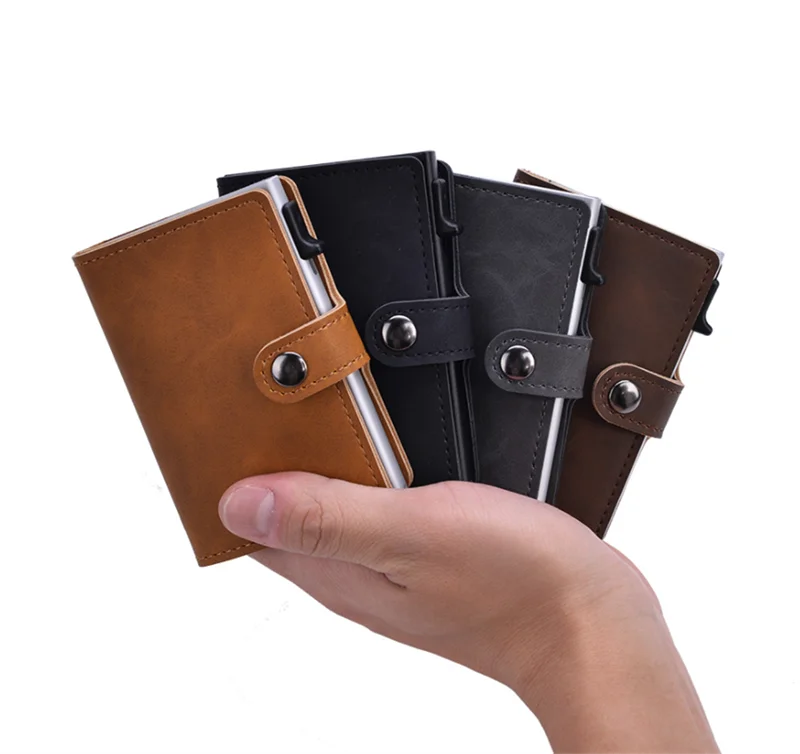 

Custom Multifunction RFID Blocking Wallet PU Leather Materials Slim Minimalist Men's Small Wallet Portable Card Holder