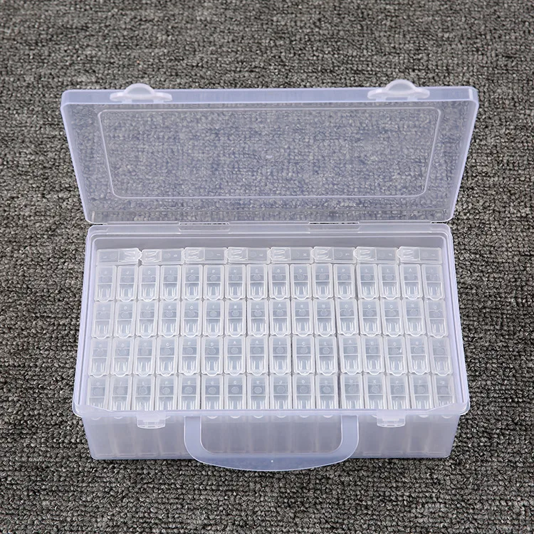 

New 72 Grid Diamond Painting Accessories Tool Storage Boxes Transparent Nail Diy Plastic 1pcs/pe Bag 36pcs/box PVC Square Modern