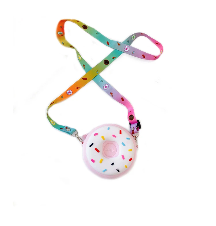 

Hot Selling Macaroon Cross Body Bag Candy Color Silicone Coin Purse Cartoon Lovely Doughnut Wallet Rainbow Kids Mini Handbag, Picture