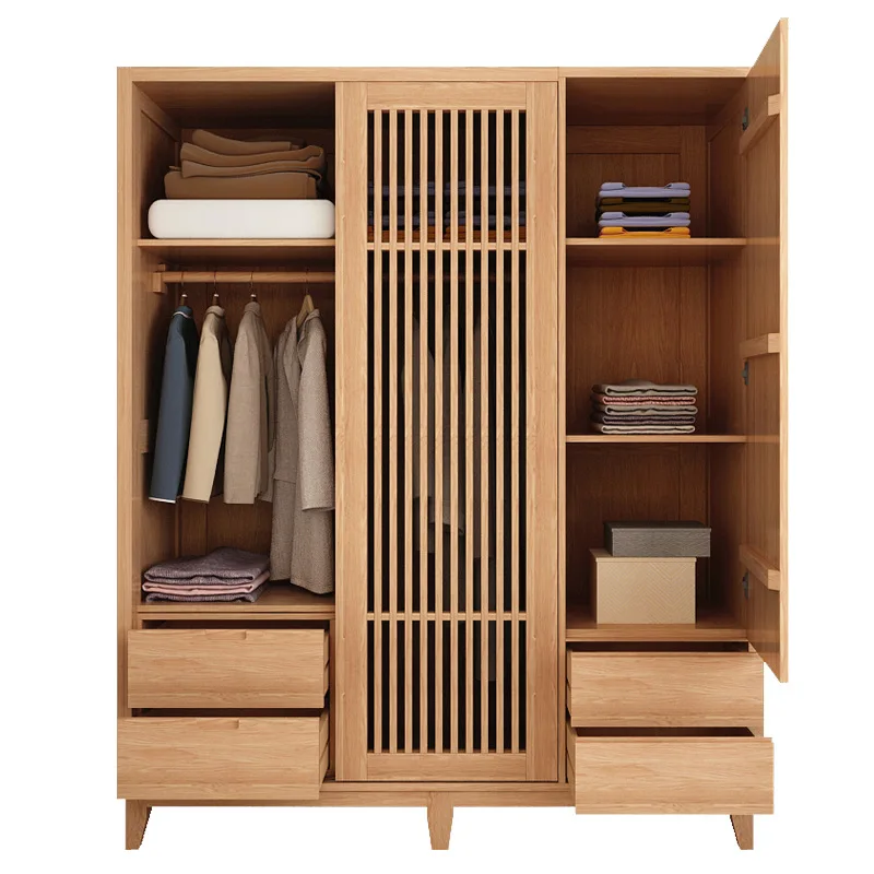product-Solid wood modernwardrobe design simple wooden closethome furniturestorage clothes wardrobe-