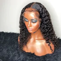 

18Inch Kinky Curly Full Lace Wigs For Black Women 100% Human Hair Wig Single Knot Bleached Knots