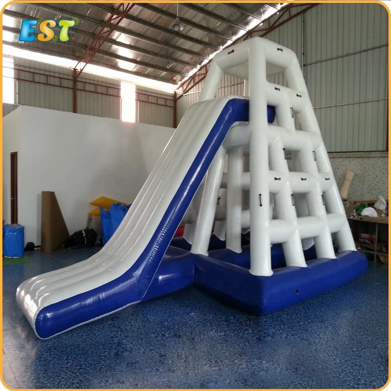 

Water Park Equipment Inflatable Floating Climbing Water Slide for aqua park, Blue, yellow, green white,