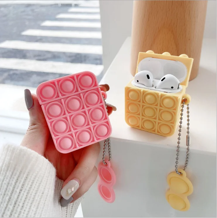 

Factory wholesale silicone educational decompression earphone case set poping for A ir pods 12 and ai r pods pro, Available