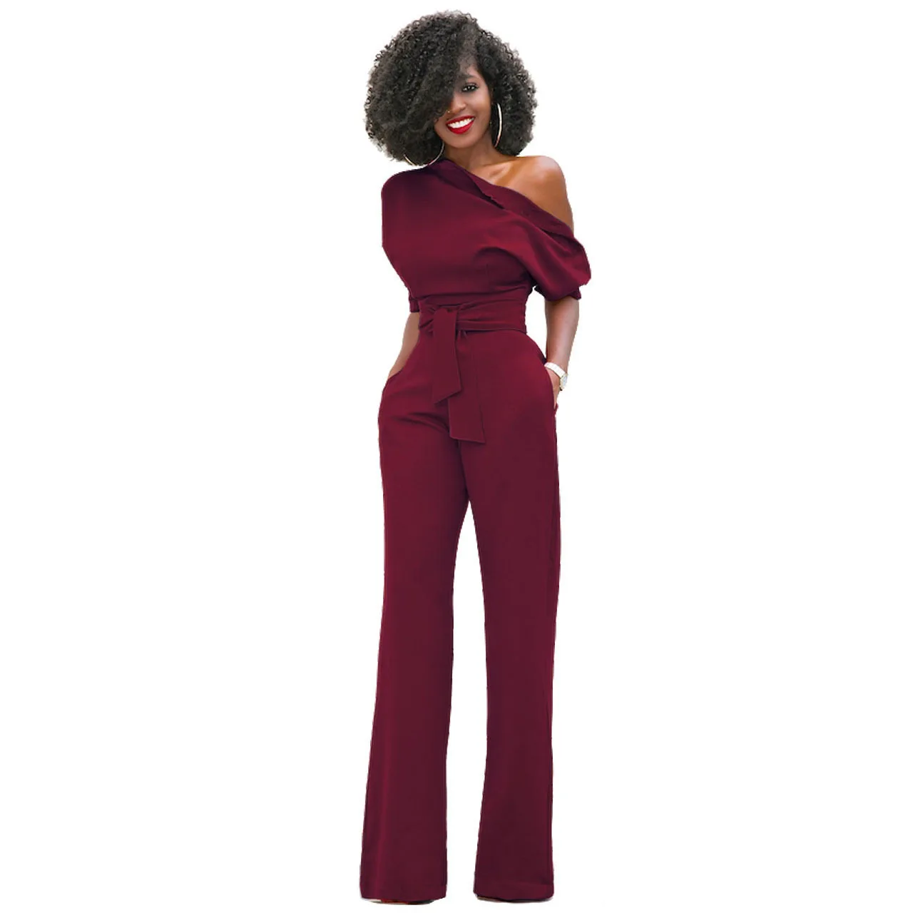 

Women'S Fashion Solid Color Asymmetrical One-Piece Jumpsuits