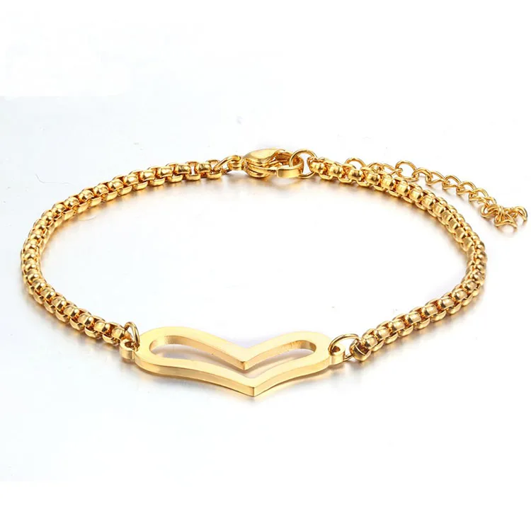 

RS20JBC46 2020 New Jewelry Stainless Steel Heart Charm Bracelet for Women