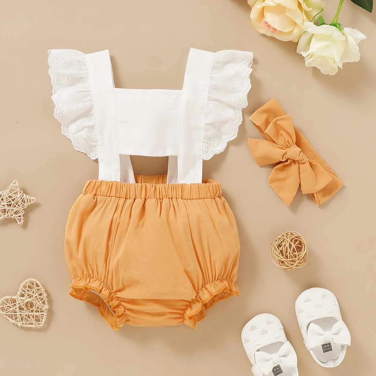 

Wholesale Girl Clothes Cotton Tops+shorts+hairband 3pcs Girl Clothing Sets