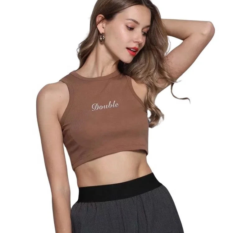 

Fashion Bodycon Tight Thin Women's Breathable Tank Tops With Crop Styles Tops