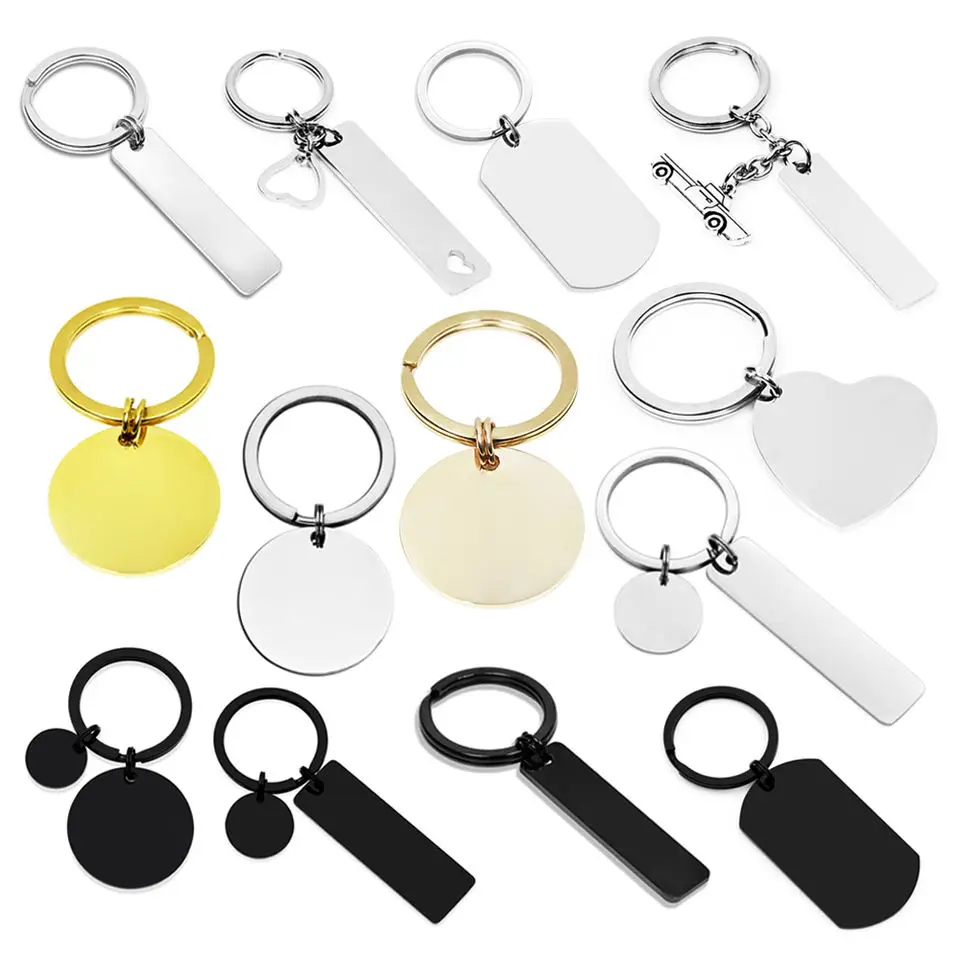 

Laser Engraving Custom Keychain Stainless Steel Blank Keychain with Different Sizes Souvenir Gift