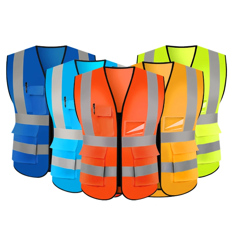 

CustomizedLogo High Visibility Reflective Safety Vest Men Construction Yellow Cheap Industry Clothing with Pockets