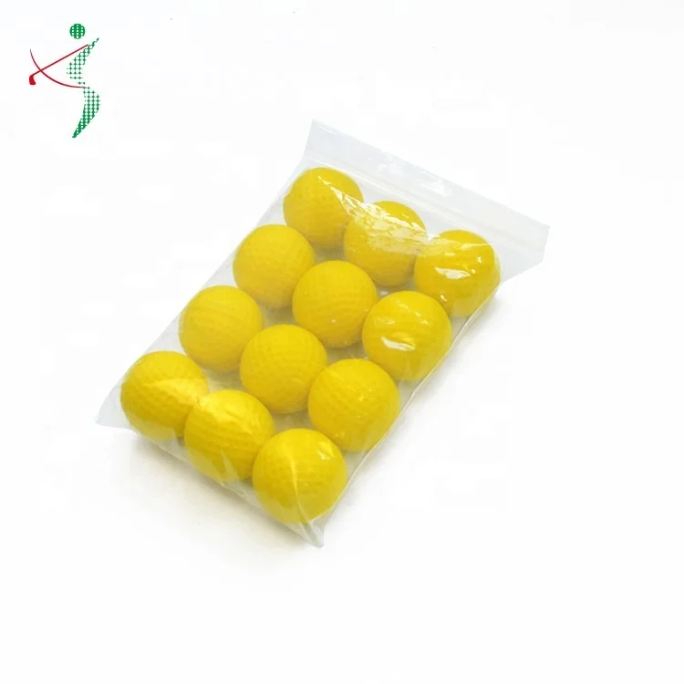 12pcs Pack Indoor Outdoor Training Practice Foam Soft PU Golf Balls 42mm Diameter Yellow