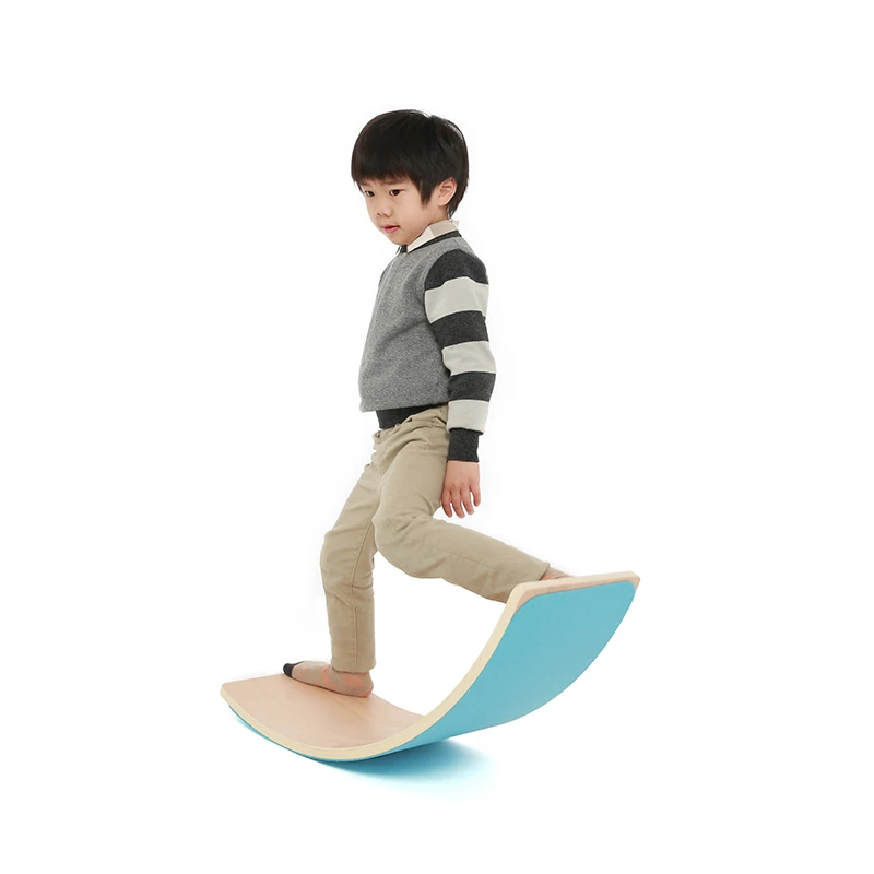 

2021 new design wooden wobble fitness yoga balance board kids sport toy roller surf trainer exercise, Customized color