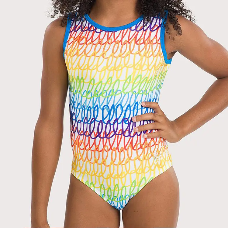 

Sublimated Colorful Kids Gymnastics Practice Wear Leotards For Girls