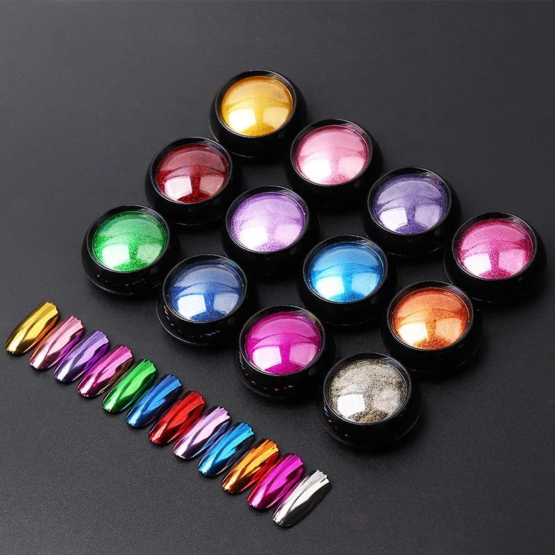 

GREENKEM Mirror Polishing Chrome Pigments Silver Nail Art Decorations Laser Glitter For Nails Chrome Nail Powder