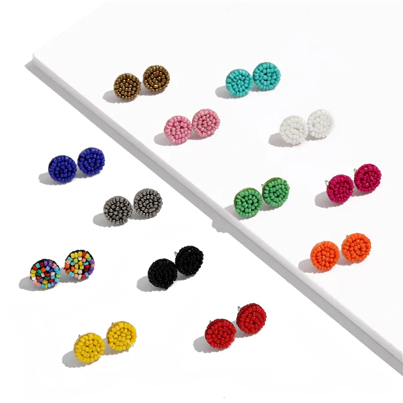 2019 Handmade seed beaded stud earrings cute rainbow color miyuki bead Stud earrings