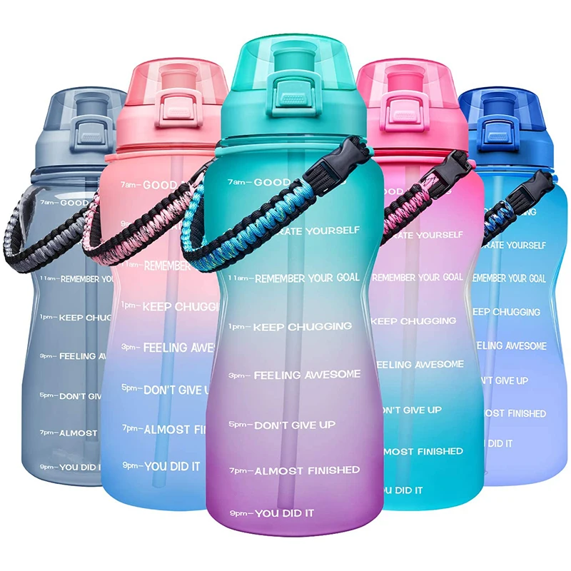 

Best Sell Gradient Plastic 64 oz Leak-proof GYM Fitness BPA Free Tritan Water Bottle with Time Marker, Gradient color or custom